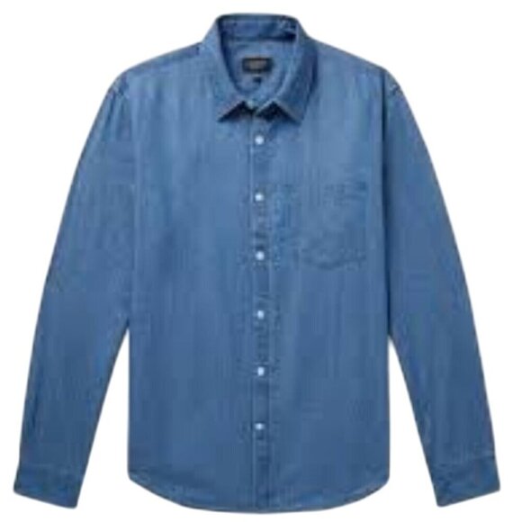 Club Monaco Slim Fit Cotton Chambray Shirt Designer Sustainable Size XL - Picture 1 of 5